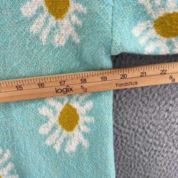 Haptics Sweater Womens Small Blue Daisy Button Up Cardigan Stretch Knit Happy - Picture 8 of 11